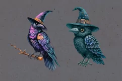 Watercolor Halloween Raven. PNG sublimation Product Image 5