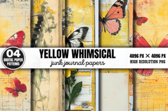 Yellow Whimsical Junk Journal Paper Bundle PNG Product Image 10