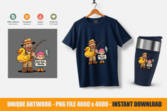 Cute Father and Son Fishing Rubber Duck PNG Product Image 1