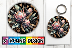 Whimsical Circle Keychain Sublimation PNG, Leopard Prints Product Image 1