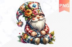 Floral Nurse Gnome Sublimation - Gnome Clipart Design Product Image 1