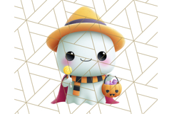 Kawaii Halloween Clipart Cute Kids and Candy Elements Png Product Image 2