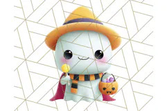 Kawaii Halloween Clipart Cute Kids and Candy Elements Png Product Image 2