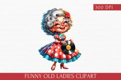 Funny Old Ladies Clipart, Watercolor Old Woman sublimation Product Image 1