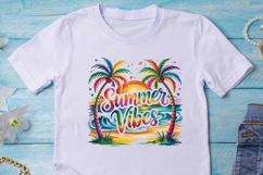 Hand-Painted Summer Vibes Script with Rainbow Palms Product Image 3