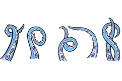 10 Blue Tentacle Octopus Suckers Illustration Clipart SVG Product Image 2