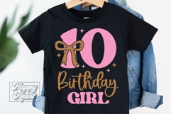 10th Birthday Girl SVG - Ten Bow 10 Birthday Girl PNG Product Image 2