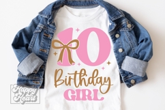 10th Birthday Girl SVG - Ten Bow 10 Birthday Girl PNG Product Image 3