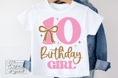 10th Birthday Girl SVG - Ten Bow 10 Birthday Girl PNG Product Image 4