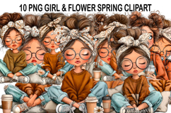 Whimsical Girl &amp; Flower Spring Clipart Product Image 1