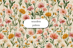 Seamless Wildflower Pattern on Beige Background Product Image 1