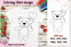 Valentine's day Coloring Shirt bear With a ball SVG Product Image 1