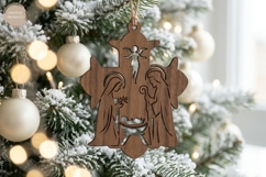 Nativity Cross Ornaments SVG Bundle | Christmas | Laser Cut Product Image 10