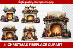 Cozy Christmas Fireplace Clipart | Holiday Mantel &amp; Winter Product Image 1