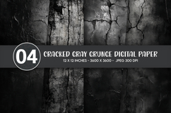 Cracked Gray Grunge Digital Paper Product Image 1