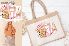 Nail Tech Sublimation PNG White Pink Gold Beauty Design Product Image 8