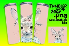 Adorable Watercolor Bunny with Flowers Tumbler Wrap Product Image 1