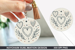 Flower Keychain Sublimation - Valentine Keychain PNG Design Product Image 1