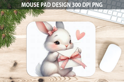 Watercolor Bunny Mouse Pad Sublimation - Valentines Png Product Image 1