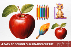 Watercolor Back To School Sublimation Clipart Product Image 1