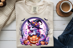 Halloween Unicorn Witch PNG, Magic Wand Sublimation Design Product Image 9