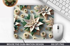 3D Flowers Mouse Pad Sublimation, Flowers Mouse Pad PNG Product Image 1