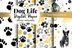 Dog Paw Digital Paper Seamless Scrapbook Paper Product Image 1