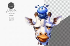 Funny clipart, Giraffe and beetle clipart, Birthday, Funny Product Image 1