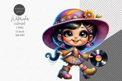 Gnome girl clipart, Retro gnome girl Product Image 1