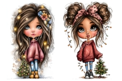 36 JPG Whimsical Cute Christmas Watercolor Girls Bundle Product Image 7