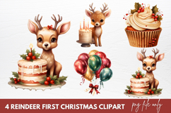 Reindeer First Christmas Clipart Sublimation Product Image 1