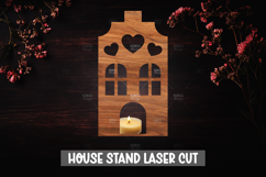 3D House Christmas Candle Holder Laser Cut Design Product Image 1