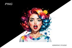 Retro Comic Style Pop Art Girls Clipart Png Product Image 1