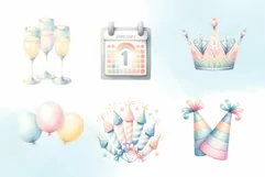 26 Happy New Year 2024 Clipart Watercolor Illustration Product Image 10