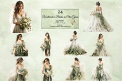 Watercolor Brides Clipart, Watercolor Olive Green Clipart Product Image 6