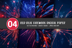 Red Blue Firework Digital Paper Product Image 1