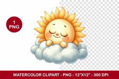 spring png watercolor clipart - cute sun Product Image 1
