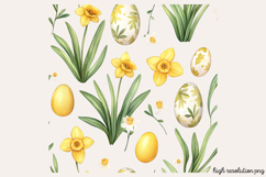Springtime Daffodils Easter Clipart PNG Product Image 1