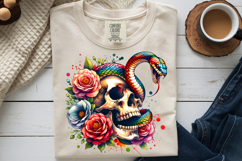 Floral Snake Skull PNG Gothic Halloween Sublimation Design Product Image 9