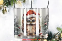 Christmas Santa Owl Tumbler Sublimation Designs Product Image 2