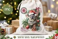 Cute Christmas Koala Santa Sack, Christmas Gift Bag Print Product Image 1