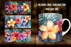 Colorful Watercolor Flowers Tropical Coffee Mug Design Product Image 1