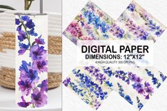 Watercolor Larkspur Flowers Digital Paper Product Image 1