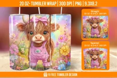 Highland Cow Tumbler Wrap Designs, Sublimation Wrap Product Image 1
