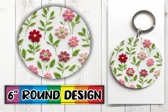 3D Floral Embroidery Circle Keychain - Sublime Design Product Image 1