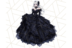 Victorian Gothic Wedding Dress PNG, Dark Bridal Clipart Product Image 2