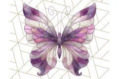 Stained Glass Butterfly PNG Colorful Clipart for Sublimation Product Image 2