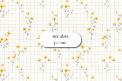 Yellow Wildflower Grid Seamless Pattern Digital Paper Set Product Image 1