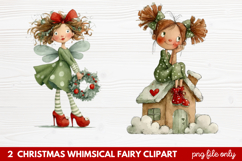 2 Christmas Whimsical Fairy Clipart | Cute Holiday Fairies Product Image 1