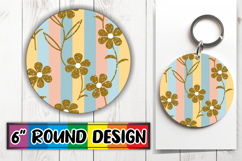 Joyful Round Keychain Magic PNG, Gold Flower Product Image 1
